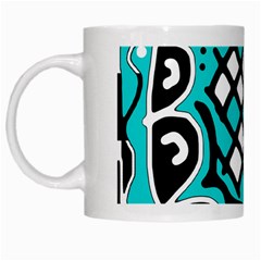 Cyan high art abstraction White Mugs