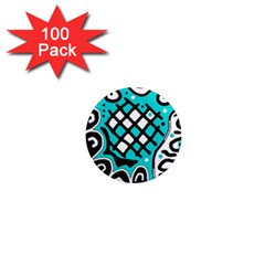 Cyan high art abstraction 1  Mini Magnets (100 pack) 