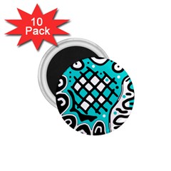 Cyan high art abstraction 1.75  Magnets (10 pack) 