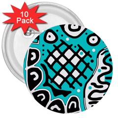 Cyan high art abstraction 3  Buttons (10 pack) 