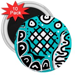 Cyan high art abstraction 3  Magnets (10 pack) 