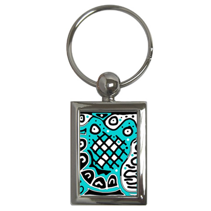 Cyan high art abstraction Key Chains (Rectangle) 