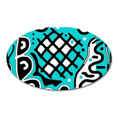 Cyan high art abstraction Oval Magnet