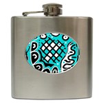 Cyan high art abstraction Hip Flask (6 oz) Front