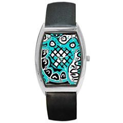 Cyan high art abstraction Barrel Style Metal Watch