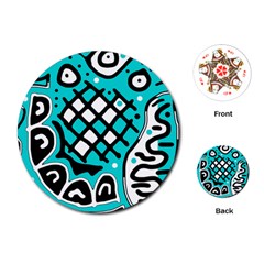 Cyan high art abstraction Playing Cards (Round) 