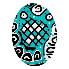 Cyan high art abstraction Oval Ornament (Two Sides)