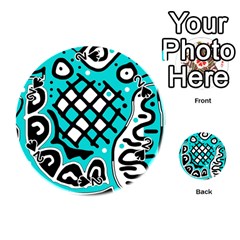 Cyan high art abstraction Playing Cards 54 (Round) 