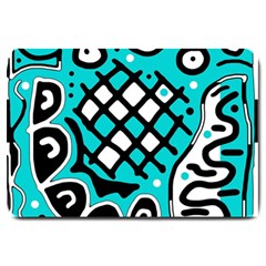 Cyan high art abstraction Large Doormat 