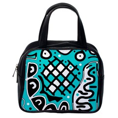 Cyan High Art Abstraction Classic Handbags (one Side) by Valentinaart