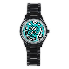 Cyan high art abstraction Stainless Steel Round Watch