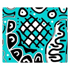 Cyan high art abstraction Double Sided Flano Blanket (Small) 