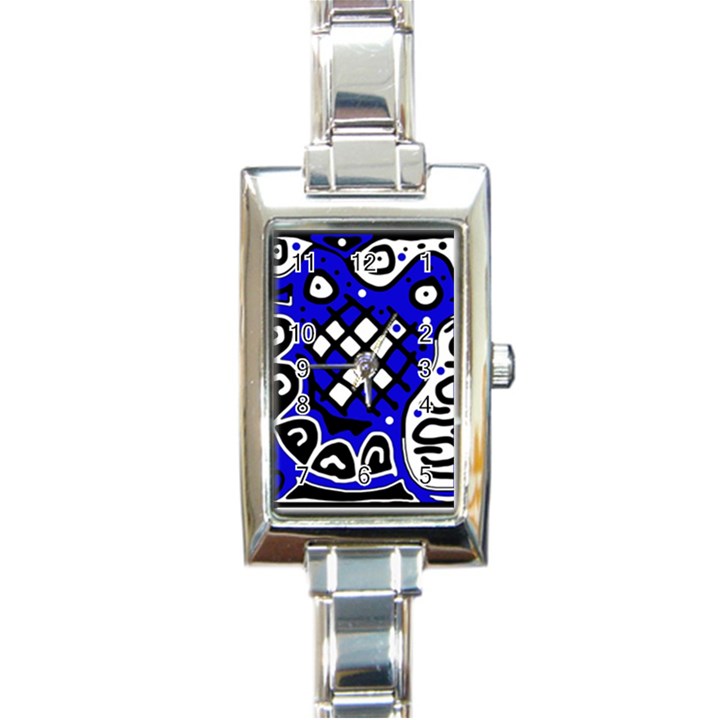 Blue high art abstraction Rectangle Italian Charm Watch