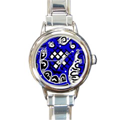 Blue High Art Abstraction Round Italian Charm Watch