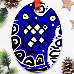 Blue High Art Abstraction Ornament (oval) 