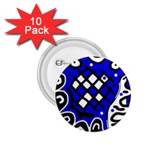 Blue High Art Abstraction 1 75  Buttons (10 Pack)