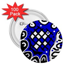 Blue High Art Abstraction 2 25  Buttons (100 Pack)  by Valentinaart