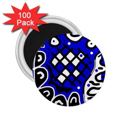 Blue High Art Abstraction 2 25  Magnets (100 Pack) 