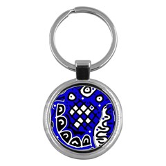 Blue High Art Abstraction Key Chains (round) 