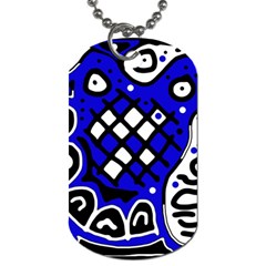 Blue High Art Abstraction Dog Tag (one Side) by Valentinaart