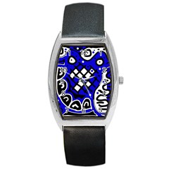 Blue High Art Abstraction Barrel Style Metal Watch