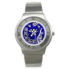 Blue High Art Abstraction Stainless Steel Watch