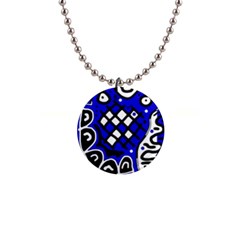 Blue High Art Abstraction Button Necklaces