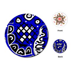 Blue High Art Abstraction Playing Cards (round) 