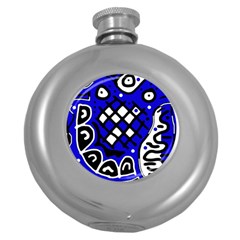 Blue High Art Abstraction Round Hip Flask (5 Oz)