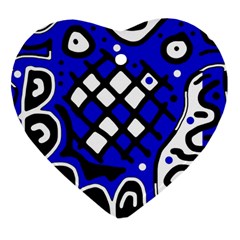 Blue High Art Abstraction Heart Ornament (2 Sides)