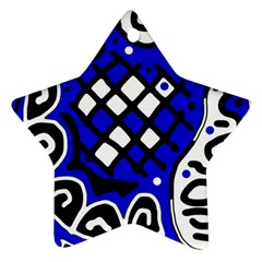 Blue High Art Abstraction Star Ornament (two Sides) 