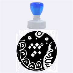 Blue High Art Abstraction Rubber Round Stamps (large) by Valentinaart