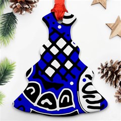 Blue High Art Abstraction Ornament (christmas Tree)