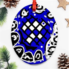 Blue High Art Abstraction Oval Filigree Ornament (2-side) 