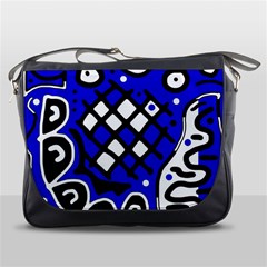 Blue High Art Abstraction Messenger Bags