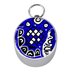 Blue High Art Abstraction Mini Silver Compasses