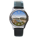 Landscape Aerial View Piriapolis Uruguay Round Metal Watch Front