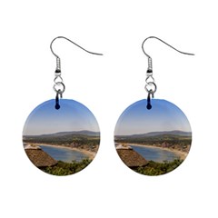 Landscape Aerial View Piriapolis Uruguay Mini Button Earrings by dflcprints