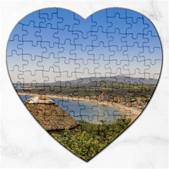 Landscape Aerial View Piriapolis Uruguay Jigsaw Puzzle (heart) by dflcprints