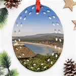 Landscape Aerial View Piriapolis Uruguay Oval Filigree Ornament (2-Side)  Front