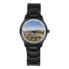 Landscape Aerial View Piriapolis Uruguay Stainless Steel Round Watch by dflcprints