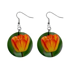 Orange Tulip M Mini Button Earrings