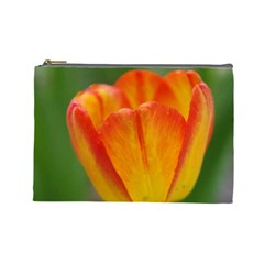 Orange Tulip M Cosmetic Bag (large)  by PhotoThisxyz