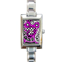 Magenta High Art Abstraction Rectangle Italian Charm Watch