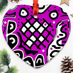 Magenta High Art Abstraction Ornament (heart) 