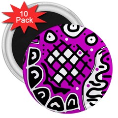 Magenta High Art Abstraction 3  Magnets (10 Pack) 