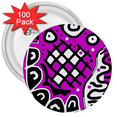 Magenta High Art Abstraction 3  Buttons (100 Pack) 