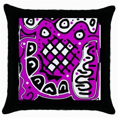 Magenta High Art Abstraction Throw Pillow Case (black)