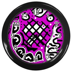 Magenta High Art Abstraction Wall Clocks (black)