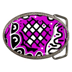 Magenta High Art Abstraction Belt Buckles by Valentinaart